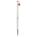 Crystalline ballpoint pen Ladybug, White, Red lacquered, Rose gold-tone plated